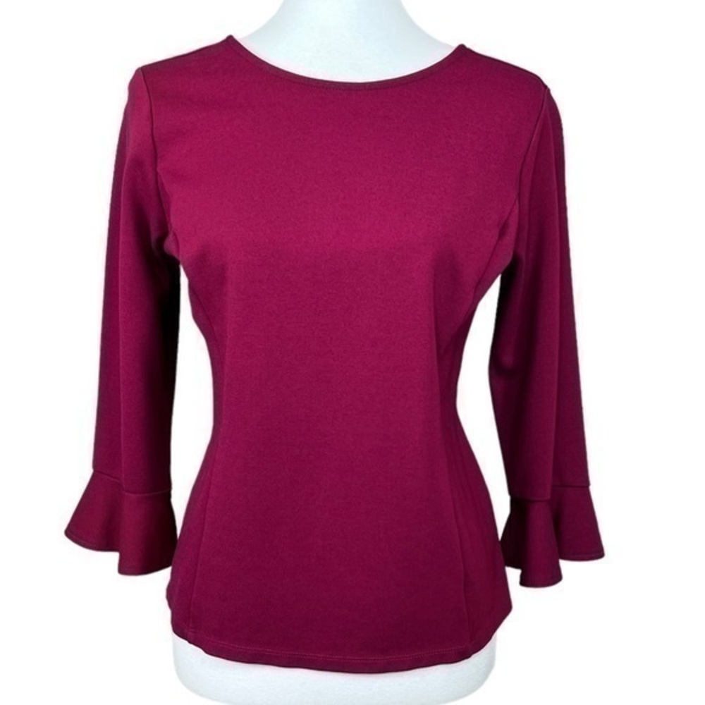 TALBOTS Pullover Scoop Neck Bell Sleeves in Merlot Top